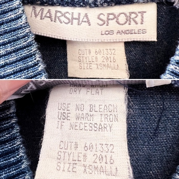VINTAGE Marsha Sport Chambray Crochet Zip Up Bomber Jacket - Picture 15 of 16